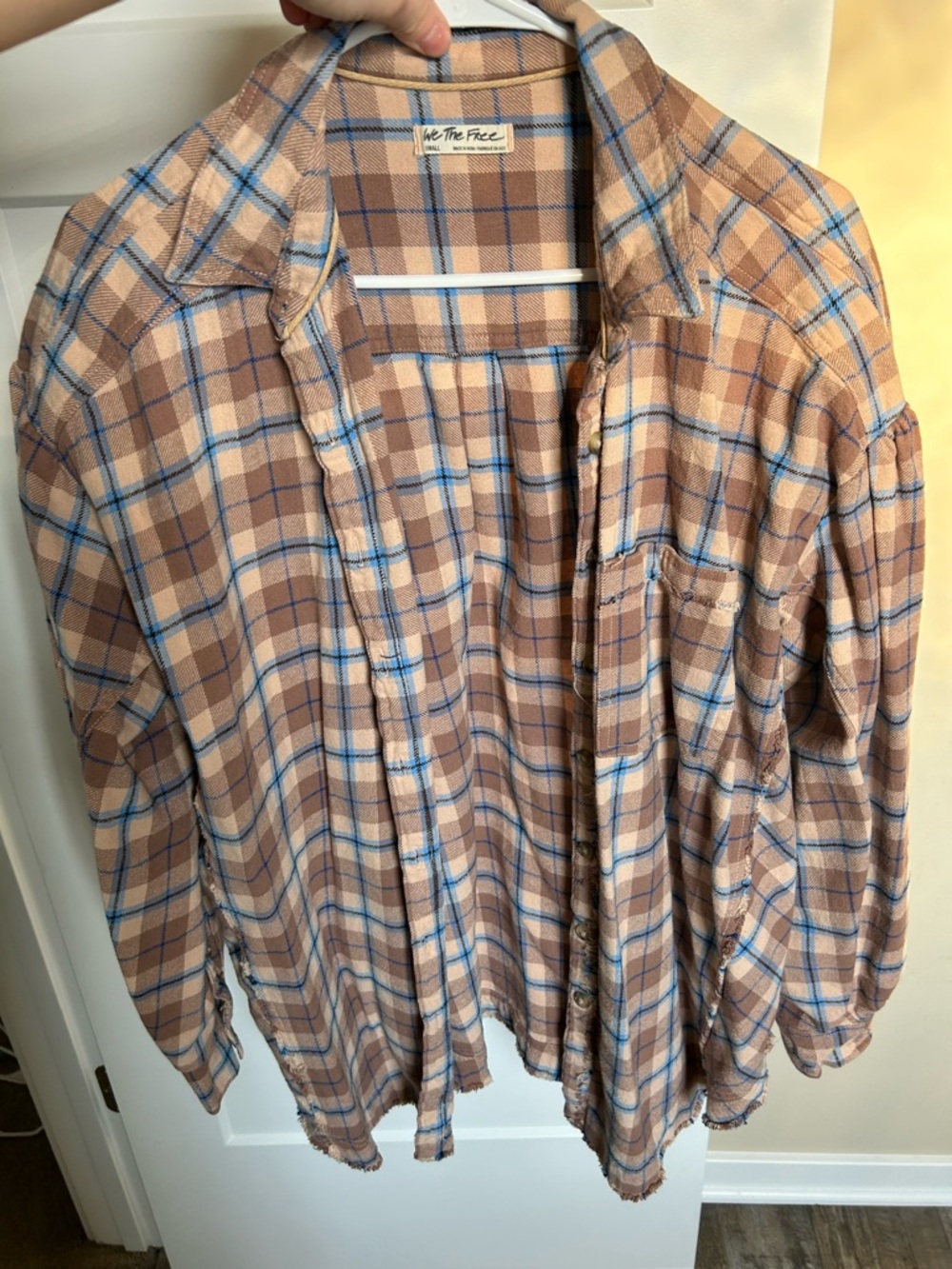 We The Free Plaid Shirt in Tan & Blue